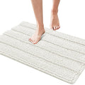 subrtex Bathroom Rugs Chenille Bath Rug Striped Plush Bath Mat Soft Rugs for Bathroom Water Absorbent Shower Mat Quick Dry Machine Washable(Light Purple,20"x32")