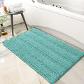 subrtex Bathroom Rugs Chenille Bath Rug Striped Plush Bath Mat Soft Rugs for Bathroom Water Absorbent Shower Mat Quick Dry Machine Washable(Light Purple,20"x32")