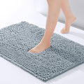 FRESHMINT Chenille Bathroom Rugs Mat 24"x17", Non-Slip Bath Mat for Bathroom Floor & Bathtub, Washable Soft Shower Shag Bath Rugs, Durable Fluffy Thick Water Absorbent Microfiber Shower Mat, White