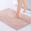 FRESHMINT Chenille Bathroom Rugs Mat 24"x17", Non-Slip Bath Mat for Bathroom Floor & Bathtub, Washable Soft Shower Shag Bath Rugs, Durable Fluffy Thick Water Absorbent Microfiber Shower Mat, White