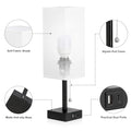 Bedside Table Lamps Set of 2 - White Bedroom Lamps with 3 Color Temperatures (3000K/5000K/4000K), Two Square Nightstand Lamps with USB C + A Charging Ports, Pull Chain Small Night Light End Desk Lamp