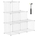 HUBSON Wire Cube Storage Organizer, Book/Toy/Craft/Potted Plants and Pet Closet Organizers and Storage Shelves, 12-Cube Freely Combinable Metal Grids Storage Shelf, Black, Iron