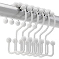 Titanker Shower Curtain Hooks, Shower Curtain Rings Rust Proof Metal Double Glide Shower Hooks Rings for Bathroom Shower Rods Curtains, Set of 12 Hooks - Nickel