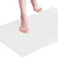 subrtex Bathroom Rugs Chenille Bath Rug Soft Short Plush Bath Mat Soft Shower Mat Water Absorbent Shower Mat Quick Dry Machine Washable(White,20" x 32")