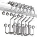 Titanker Shower Curtain Hooks, Shower Curtain Rings Rust Proof Metal Double Glide Shower Hooks Rings for Bathroom Shower Rods Curtains, Set of 12 Hooks - Nickel