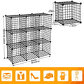 HUBSON Wire Cube Storage Organizer, Book/Toy/Craft/Potted Plants and Pet Closet Organizers and Storage Shelves, 12-Cube Freely Combinable Metal Grids Storage Shelf, Black, Iron