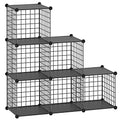 HUBSON Wire Cube Storage Organizer, Book/Toy/Craft/Potted Plants and Pet Closet Organizers and Storage Shelves, 12-Cube Freely Combinable Metal Grids Storage Shelf, Black, Iron