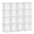 HUBSON Wire Cube Storage Organizer, Book/Toy/Craft/Potted Plants and Pet Closet Organizers and Storage Shelves, 12-Cube Freely Combinable Metal Grids Storage Shelf, Black, Iron