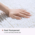 FRESHMINT Chenille Bathroom Rugs Mat 24"x17", Non-Slip Bath Mat for Bathroom Floor & Bathtub, Washable Soft Shower Shag Bath Rugs, Durable Fluffy Thick Water Absorbent Microfiber Shower Mat, White