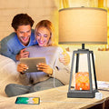 ZJOJO Table Lamp Bedside Nightstand Lamps for Bedrooms Set of 2 with 3 Way Dimmable Using Rocker Switch Night Lamp with AC Outlets for Living Room/Reading Room, metal, porcelain, stone, Metal