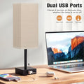 Bedside Table Lamps Set of 2 - White Bedroom Lamps with 3 Color Temperatures (3000K/5000K/4000K), Two Square Nightstand Lamps with USB C + A Charging Ports, Pull Chain Small Night Light End Desk Lamp