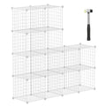 HUBSON Wire Cube Storage Organizer, Book/Toy/Craft/Potted Plants and Pet Closet Organizers and Storage Shelves, 12-Cube Freely Combinable Metal Grids Storage Shelf, Black, Iron