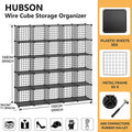 HUBSON Wire Cube Storage Organizer, Book/Toy/Craft/Potted Plants and Pet Closet Organizers and Storage Shelves, 12-Cube Freely Combinable Metal Grids Storage Shelf, Black, Iron