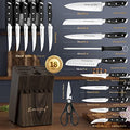 Emojoy Knife Set, 18-Piece Kitchen Knife Set with Block Wooden, Manual Sharpening for Chef Knife Set, German Stainless Steel