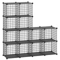 HUBSON Wire Cube Storage Organizer, Book/Toy/Craft/Potted Plants and Pet Closet Organizers and Storage Shelves, 12-Cube Freely Combinable Metal Grids Storage Shelf, Black, Iron