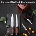 Master Maison 15-Piece Premium Kitchen Knife Set With Block German Stainless Steel Knives With Knife Sharpener & 6 Steak Knives (Walnut)