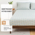 JOOKI Floral Sheets Set Queen Luxury Soft Microfiber Blue Flower Bed Sheets All Season Pattern Sheets 16" Deep Pocket, 4 Piece Queen Size Print Sheet Set Breathable Durable Wrinkle Free Bedding