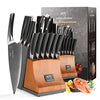 NANFANG BROTHERS Knife Set, 15-Piece Damascus Kitchen Knife Set with Block, ABS Ergonomic Handle for Chef Knife Set, Carving Fork, Disconnect-type Knife Block Set