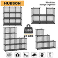 HUBSON Wire Cube Storage Organizer, Book/Toy/Craft/Potted Plants and Pet Closet Organizers and Storage Shelves, 12-Cube Freely Combinable Metal Grids Storage Shelf, Black, Iron