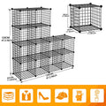 HUBSON Wire Cube Storage Organizer, Book/Toy/Craft/Potted Plants and Pet Closet Organizers and Storage Shelves, 12-Cube Freely Combinable Metal Grids Storage Shelf, Black, Iron