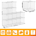 HUBSON Wire Cube Storage Organizer, Book/Toy/Craft/Potted Plants and Pet Closet Organizers and Storage Shelves, 12-Cube Freely Combinable Metal Grids Storage Shelf, Black, Iron