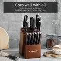 Emojoy Knife Set, 18-Piece Kitchen Knife Set with Block Wooden, Manual Sharpening for Chef Knife Set, German Stainless Steel