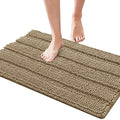 subrtex Bathroom Rugs Chenille Bath Rug Striped Plush Bath Mat Soft Rugs for Bathroom Water Absorbent Shower Mat Quick Dry Machine Washable(Light Purple,20"x32")