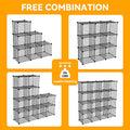 HUBSON Wire Cube Storage Organizer, Book/Toy/Craft/Potted Plants and Pet Closet Organizers and Storage Shelves, 12-Cube Freely Combinable Metal Grids Storage Shelf, Black, Iron