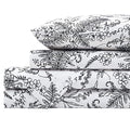 Winter Brush Collection, 4-Piece, 14-Inch Deep Pocket Sheet Set, Easy Care, Shrinkage Free Sheet Set with 1 Flat Sheet, 1 Fitted Sheet, 2 Pillowcases, Blue with White Flowers, California King