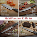 Master Maison 15-Piece Premium Kitchen Knife Set With Block German Stainless Steel Knives With Knife Sharpener & 6 Steak Knives (Walnut)