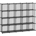 HUBSON Wire Cube Storage Organizer, Book/Toy/Craft/Potted Plants and Pet Closet Organizers and Storage Shelves, 12-Cube Freely Combinable Metal Grids Storage Shelf, Black, Iron