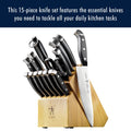 HENCKELS Premium Quality 15-Piece Knife Set with Block, Razor-Sharp, German Engineered Knife Informed by over 100 Years of Masterful Knife Making, Lightweight and Strong, Dishwasher Safe