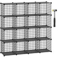 HUBSON Wire Cube Storage Organizer, Book/Toy/Craft/Potted Plants and Pet Closet Organizers and Storage Shelves, 12-Cube Freely Combinable Metal Grids Storage Shelf, Black, Iron