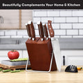 Master Maison 15-Piece Premium Kitchen Knife Set With Block German Stainless Steel Knives With Knife Sharpener & 6 Steak Knives (Walnut)