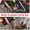 Master Maison 15-Piece Premium Kitchen Knife Set With Block German Stainless Steel Knives With Knife Sharpener & 6 Steak Knives (Walnut)