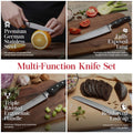 Master Maison 15-Piece Premium Kitchen Knife Set With Block German Stainless Steel Knives With Knife Sharpener & 6 Steak Knives (Walnut)