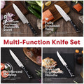 Master Maison 15-Piece Premium Kitchen Knife Set With Block German Stainless Steel Knives With Knife Sharpener & 6 Steak Knives (Walnut)